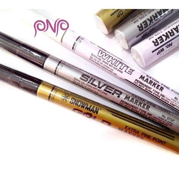 

((((()paling dicari] SNOWMAN Extra Fine Marker Spidol White Putih Silver Perak Emas Gold