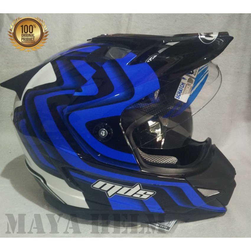 Helm MDS Super Pro Corak 1 White Black Blue