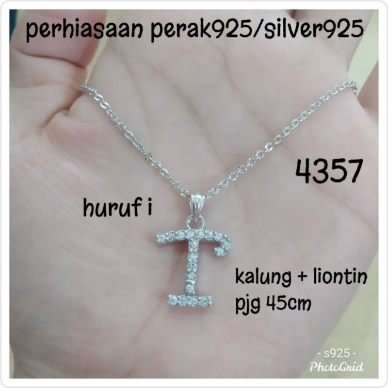 KALUNG+LIONTIN HURUF I PUTIH 4357 PERAK 925 #FMA