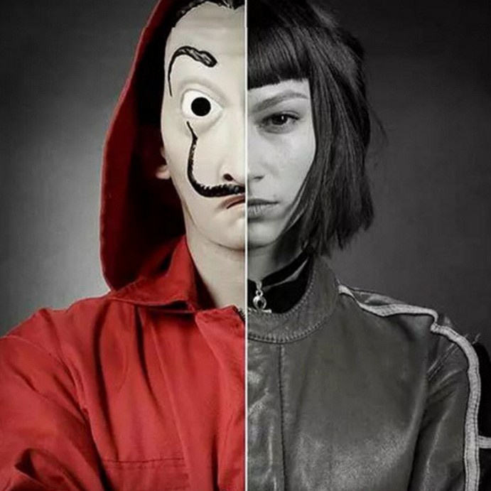 Topeng Money Heist Murah Kostum Halloween Cosplay Mask Kumis Grosir