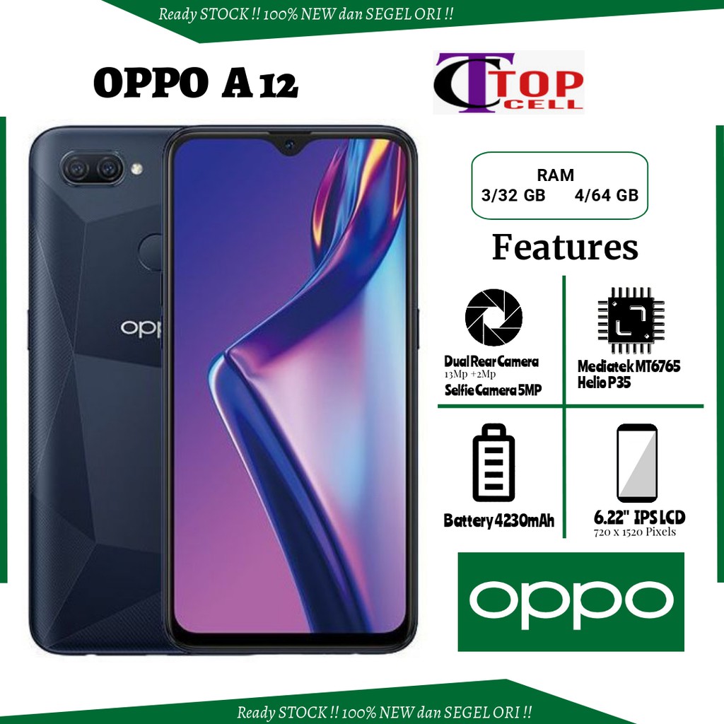 OPPO A12 Ram 3/32GB - 4/64GB Garansi Resmi OPPO 1 Tahun | Shopee Indonesia