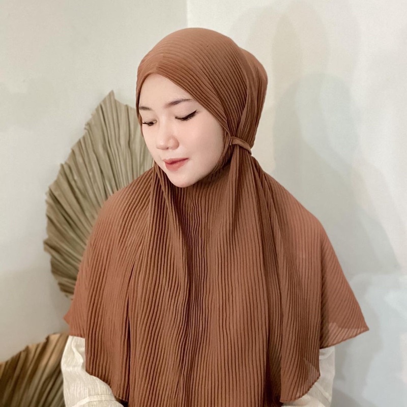 BERGO MARYAM FULL PLISKET SHAWL LIDI PREMIUM TALI INSTAN TERMURAH