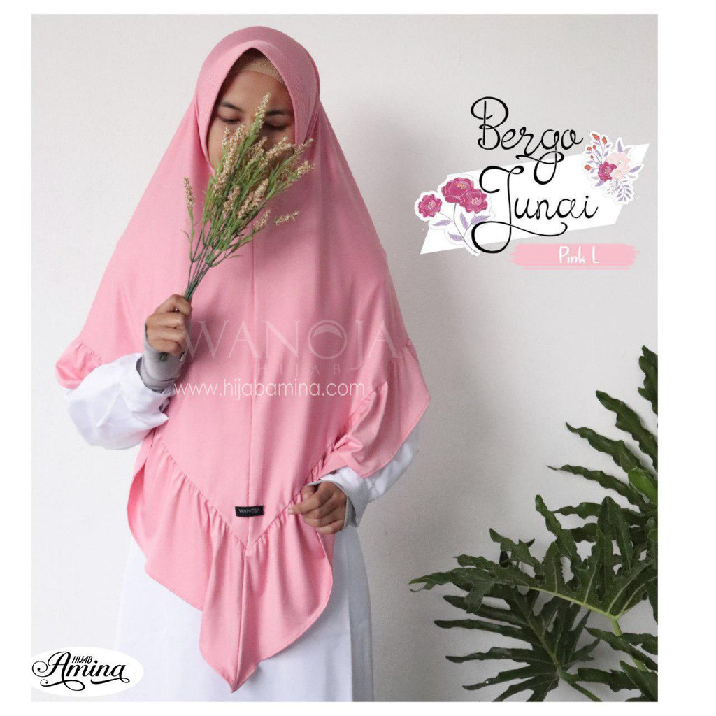 BERGO JUNAI PINK BY WANOJA bergo mirip kiciks, BERGO CANTIK, BERGO ELEGANT, BERGO LEMBUT,