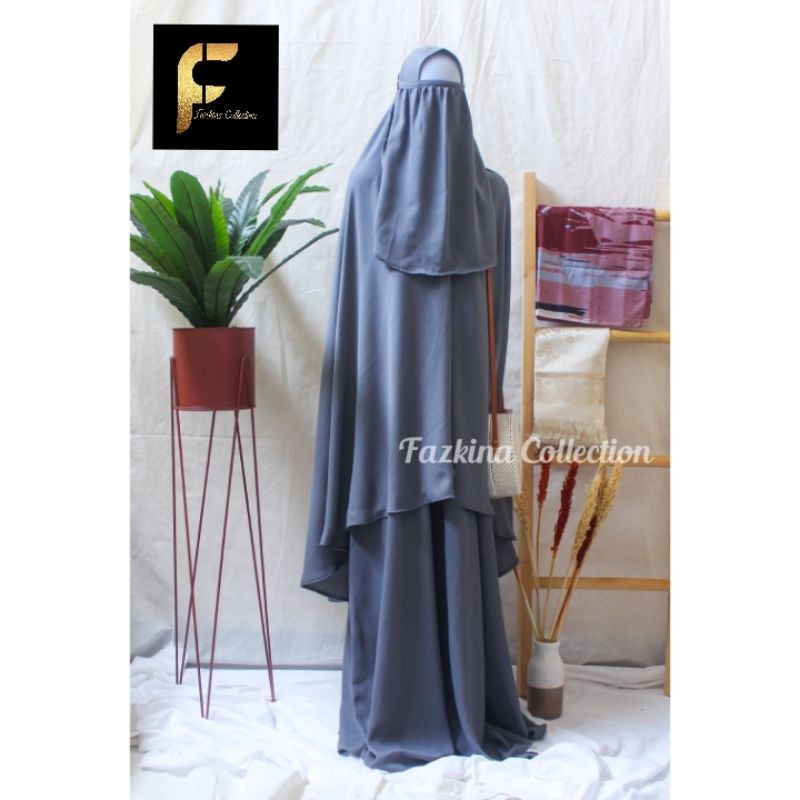 Set Gamis Syari Wollycrepe Free Cadar - Set Gamis Husna