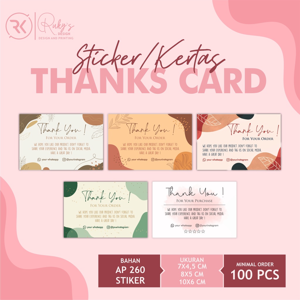

Thank You Card - Kartu Ucapan - Thanks Card - Thank You Card Custom - Thank You Card Olshop - Card