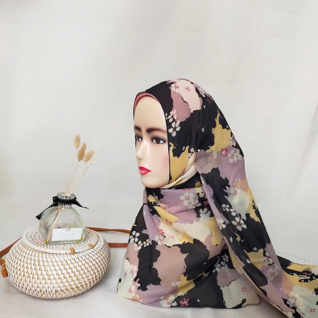 Hijab Pollycotton Motif Premium/ hijab segi empat &amp; pashmina