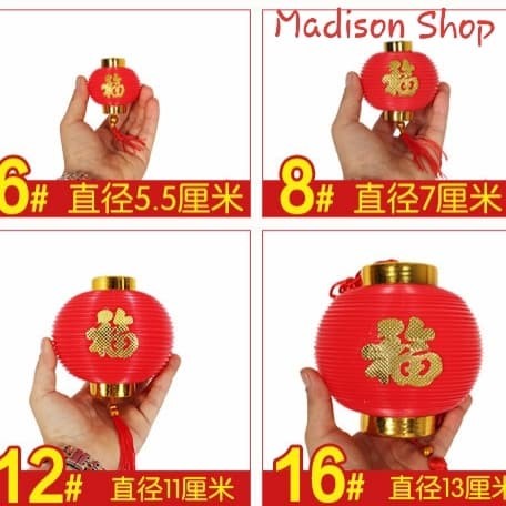 Lampion Hoki Fu Hoki Tenlung Bola Lampion Merah Hiasan Imlek -PER PACK Harga Grosir Termurah