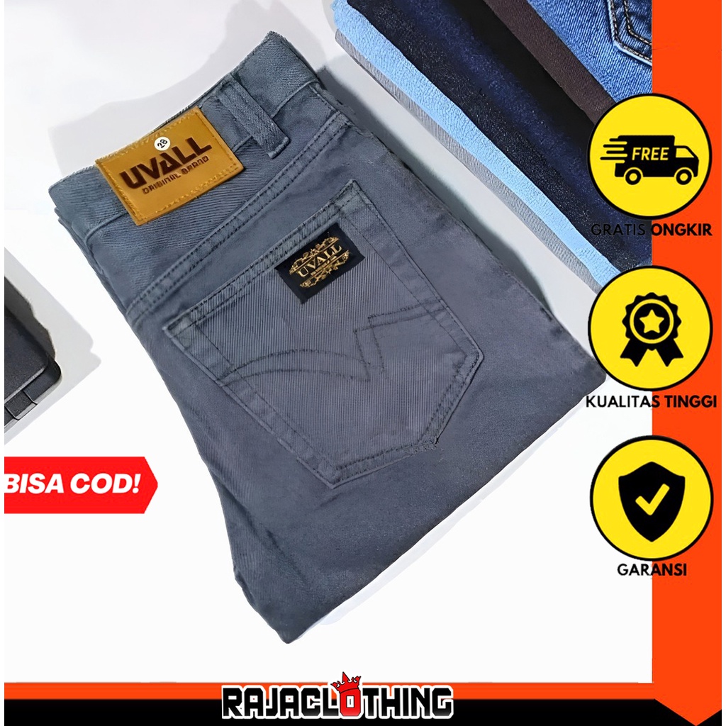 RCL - Celana Jeans Standar Regular Uvall / Celana Jeans Panjang Premium Standar Reguler Cowok (28-38)