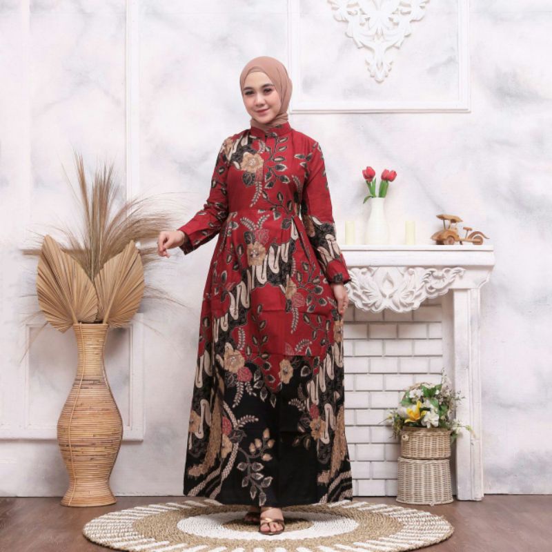 SET BAJU BATIK SARIMBIT GAMIS COUPEL SARIMBIT SERAGAM KELUARGA ANAK FAMILY SET MODERN PEKALONGAN 2