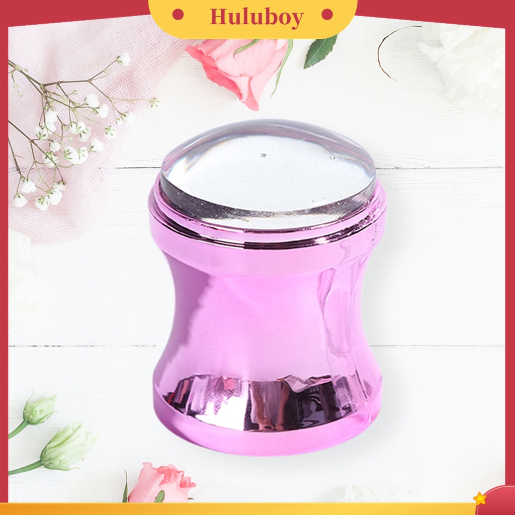Huluboy Huluboy♡ Stempel Transparan Bahan Silikon Gagang Metal Warna Polos Untuk Nail Art