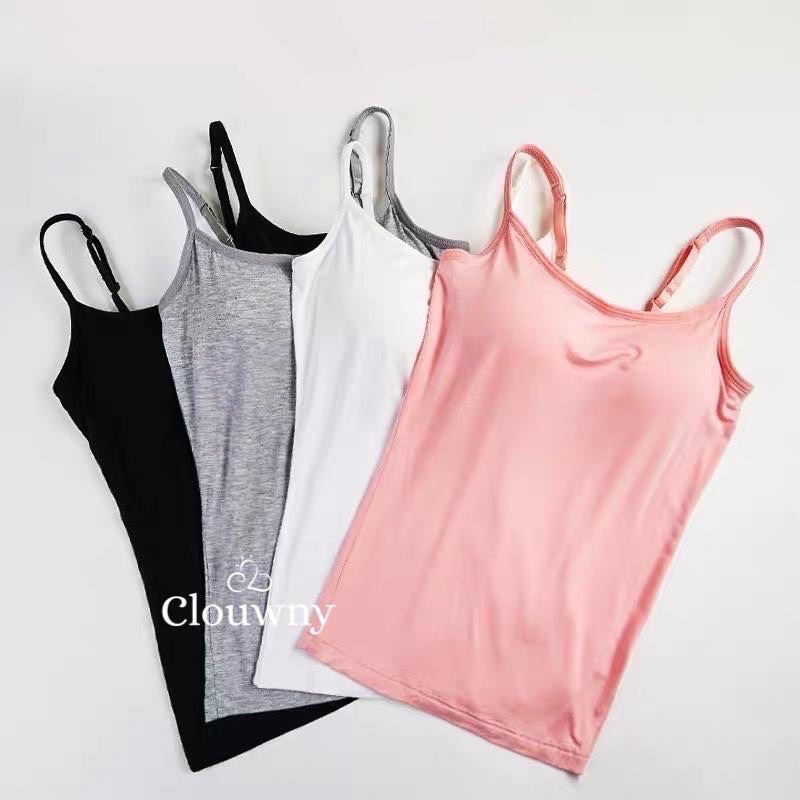 CLOUWNY - Tanktop Bra - Ada Cup Busa Wanita Allsize Kecil Sampai Jumbo-Pink