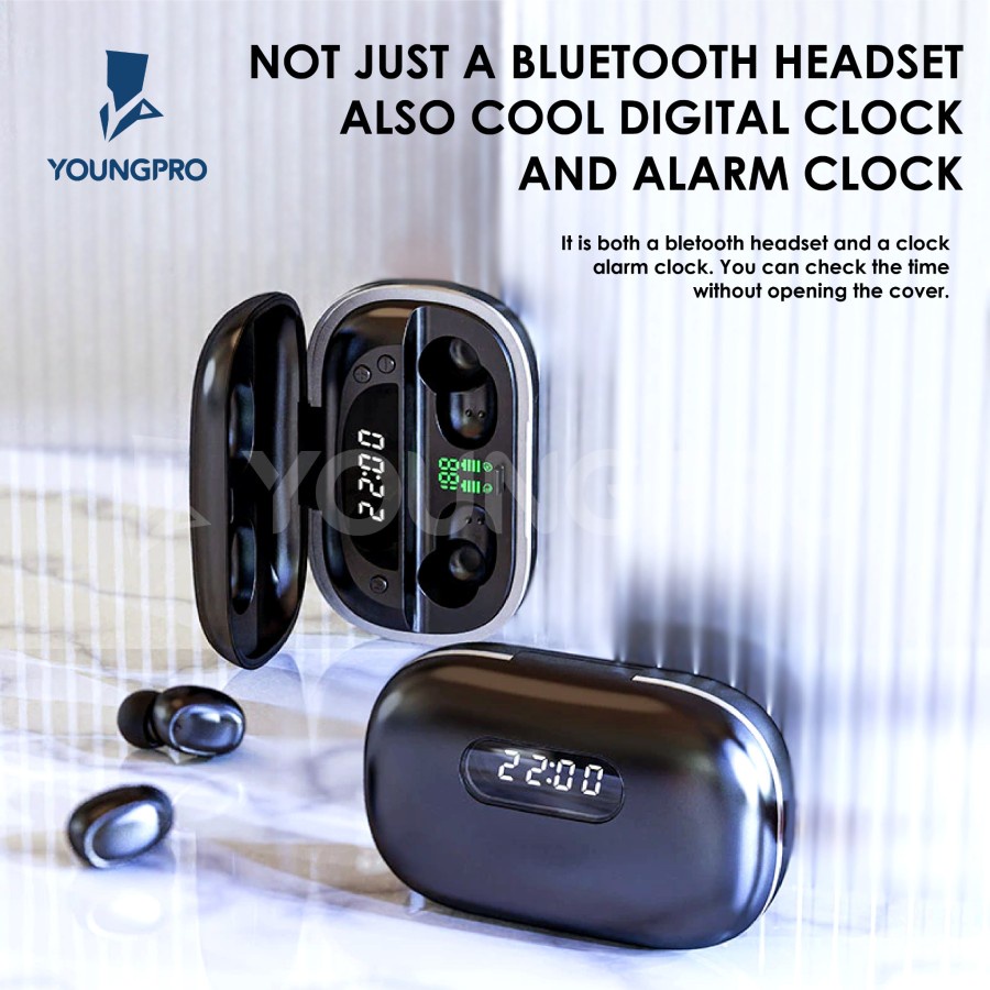 YOUNGPRO - TWS DELTA Earphone Wireless Bluetooth With Power Bank CASE TWS DELTA