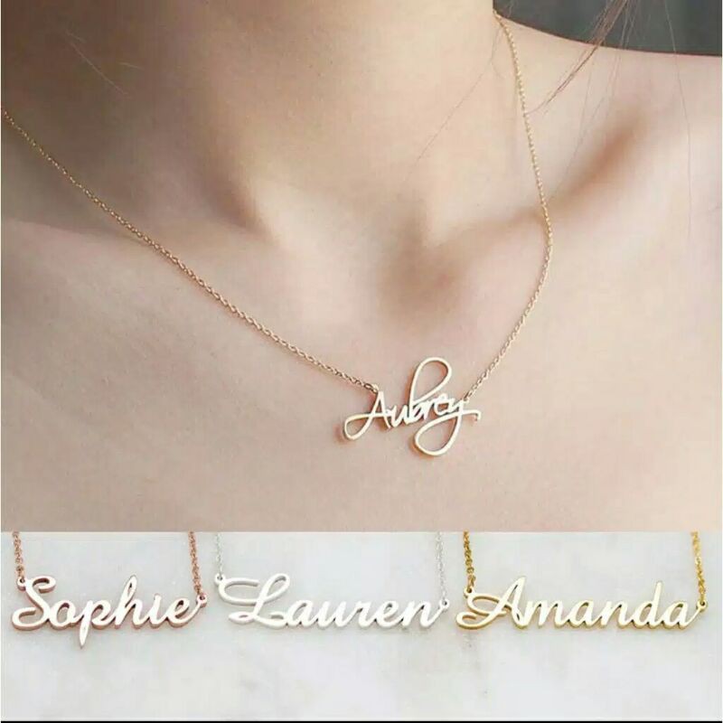 kalung nama lapis emas/ kalung mini