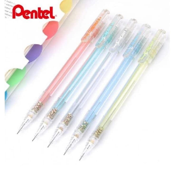 pensil mekanik pentel transparan/ pensil mekanik ukuran 0.5mm/ pensil mekanik murah/ pensil mekanik warna transparan/ pensil transparan unik/ pensil mekanik lucu