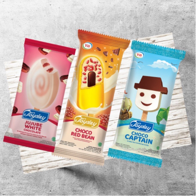 

ICE CREAM BENTUK CAPTAIN, CHOCO CAPTAIN, CHOCO RED BEAN, JUJUBE WHITE CHOCOLATE