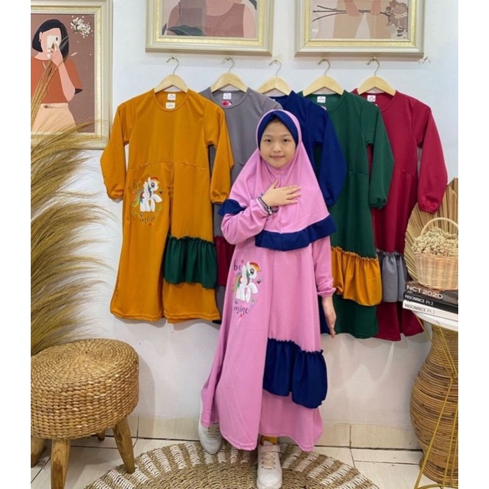 Gamis Anak Karakter Set Jilbab