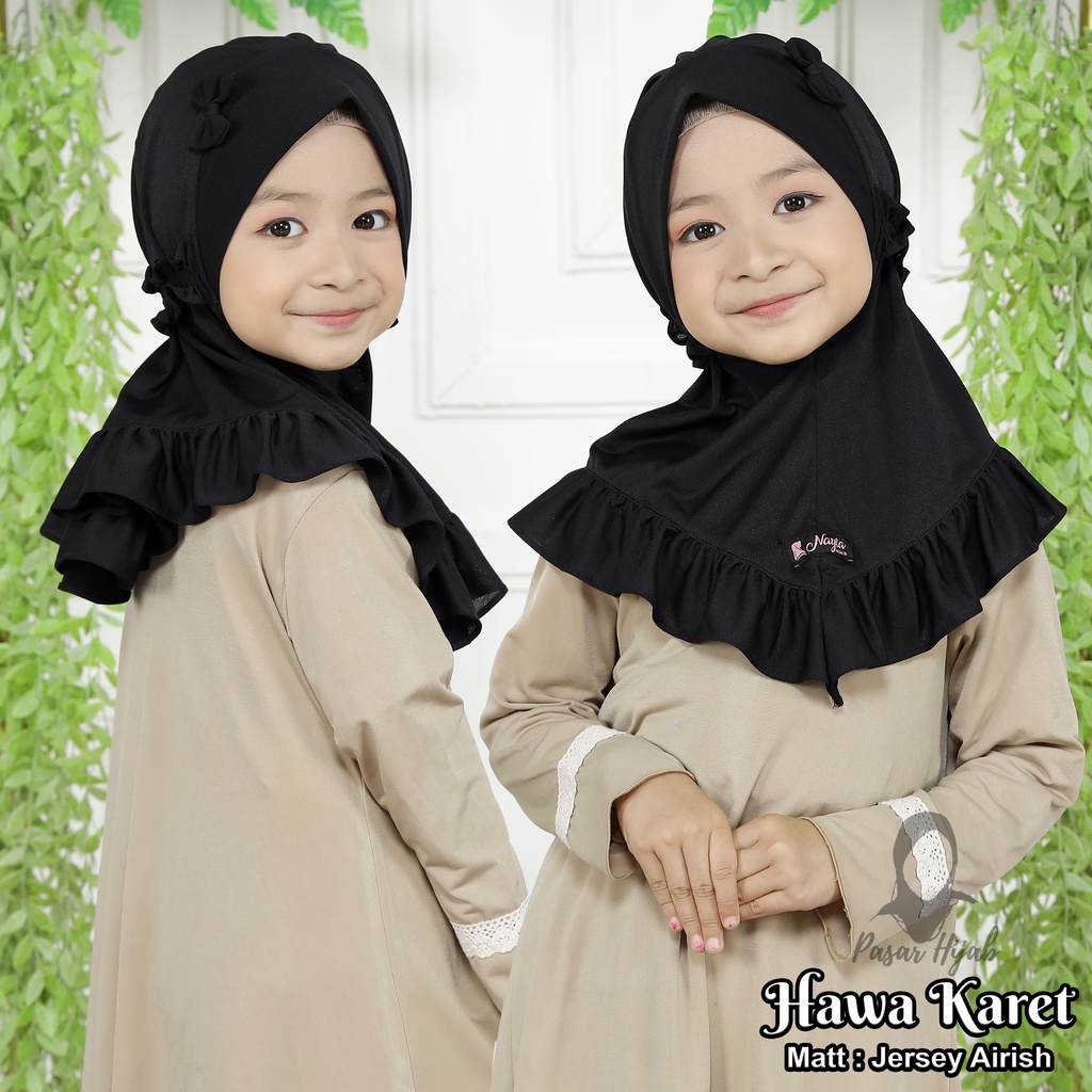 Jilbab Anak Hawa Karet Usia 2 - 5 tahun Kerudung Anak Jersey Airis Pasar Hija'b