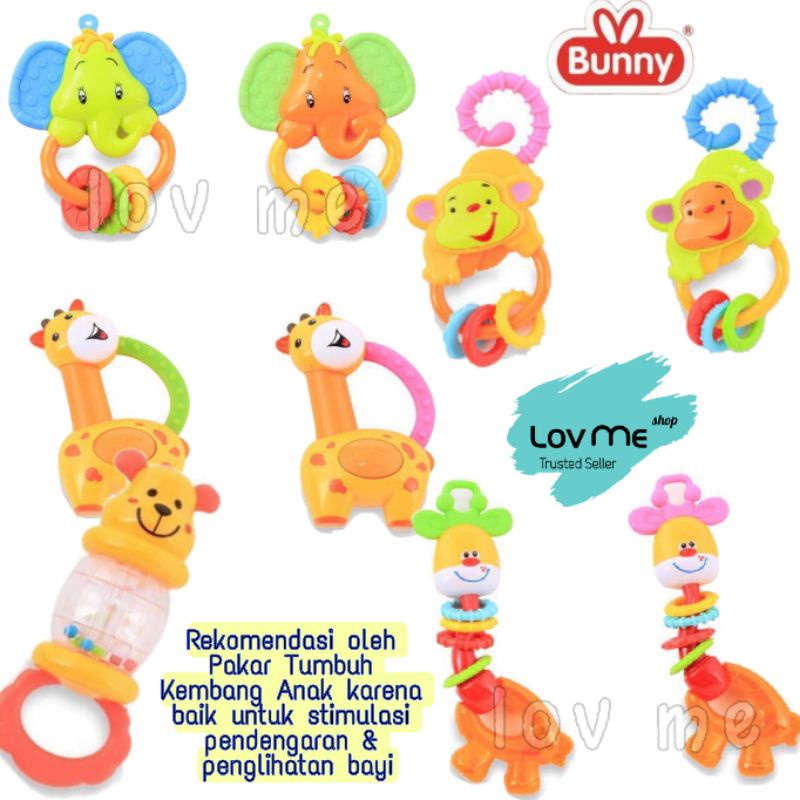 lov me❤Lusty Bunny Giraffe Rattle Teether DT 7104 Mainan Anak Bayi Gigitan Bisa Berbunyi- tulis keterangan motif varian