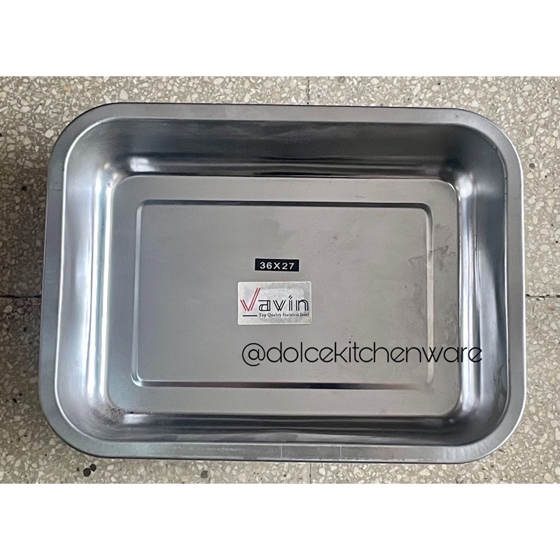 Baki Nampan Tray Segi Tinggi Stainless Tebal Vavin 36x27 cm