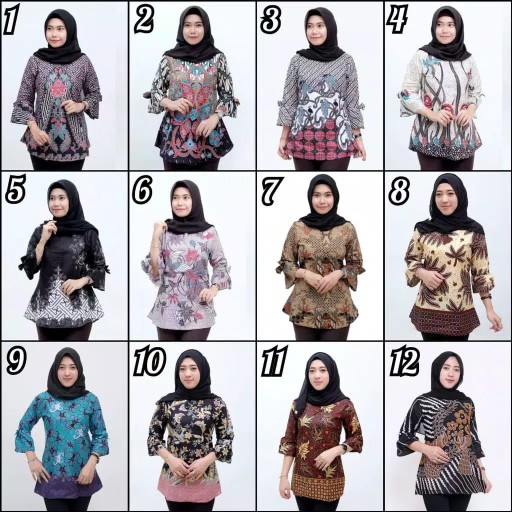 #cod || Atasan Batik Wanita // Blouse Seragam Kantor M L Xl Xxl