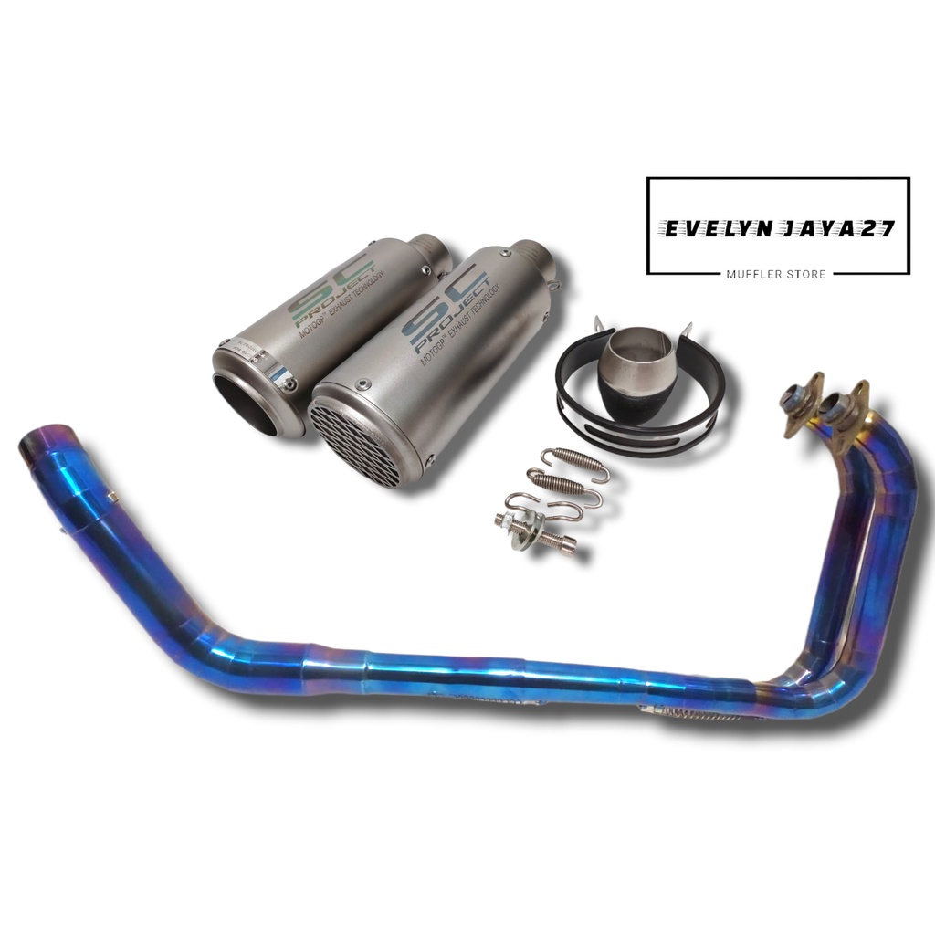 KNALPOT SC PROJECT CR-T TITANIUM IMPORT TAIWAN HEADER FULL BLUE FULLSYSTEM NINJA 250 FI NEW OLD KARB
