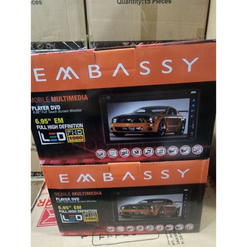 TERMURAH PROMO HEAD UNIT DOUBLE DIN EMBASSY 7 INCH 6,95 INCHI 6.95 INCI MOBILE MULTIMEDIA PLAYER DVD
