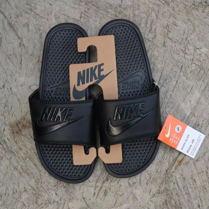 Sandal Slop Nike Bennasi Wanita Kekinian/Sandal Slop Pria Terbaru NIKE BENASSI Sandal Slide-BLACK