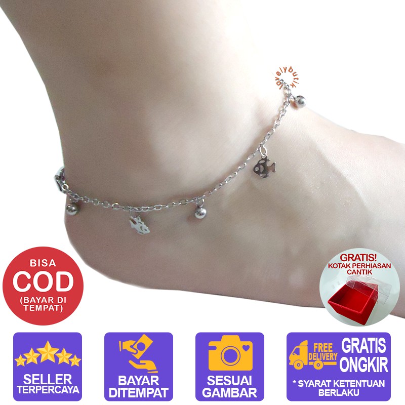 Lovelybutik  Gelang Kaki Titanium Anti Karat Nemo Gelang kaki Wanita BONUS KOTAK PERHIASAN