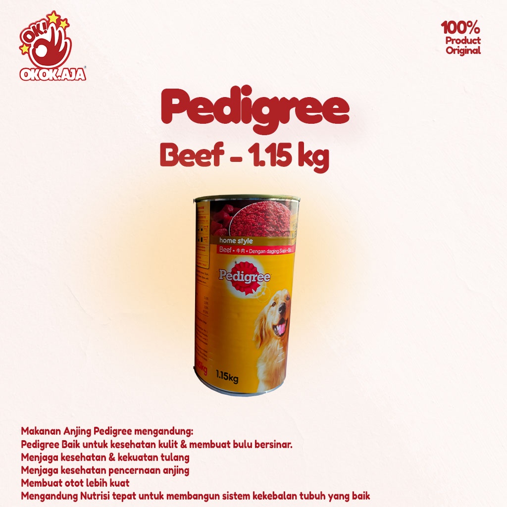 Makanan Anjing basah premium PEDIGREE Kaleng 1,15kg - Premium Dogfood murah