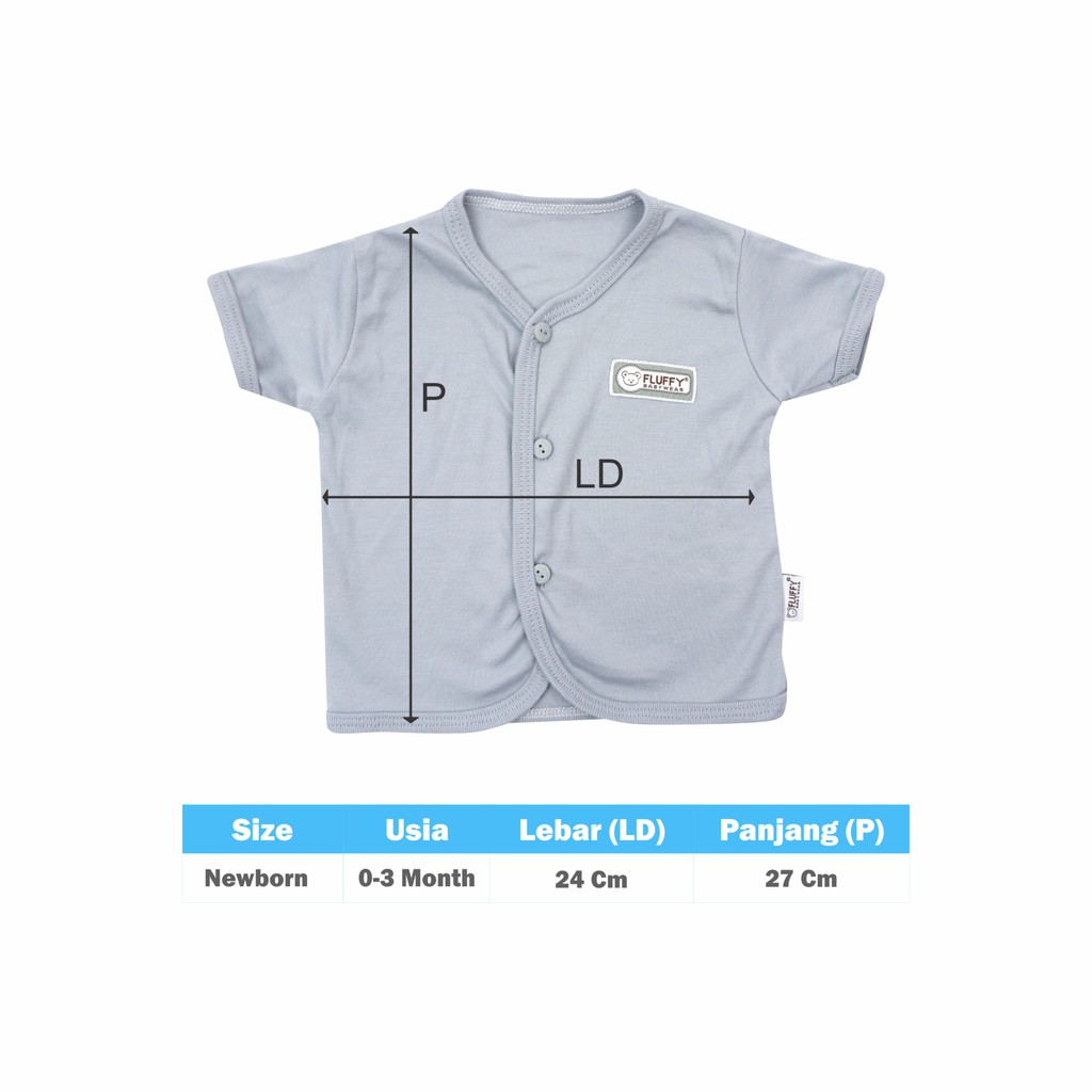 FLUFFY Baju Bayi Pendek Abu (Isi 3Pcs) Bdab Abu Newborn-4