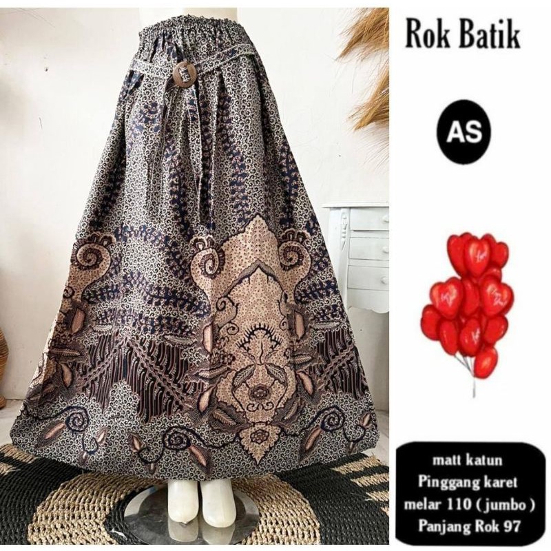 Rok Katun Motif Batik Wanita Remaja Dewasa Panjang Jumbo Fashion Muslim Kekinian Terbaru Pekalongan-8
