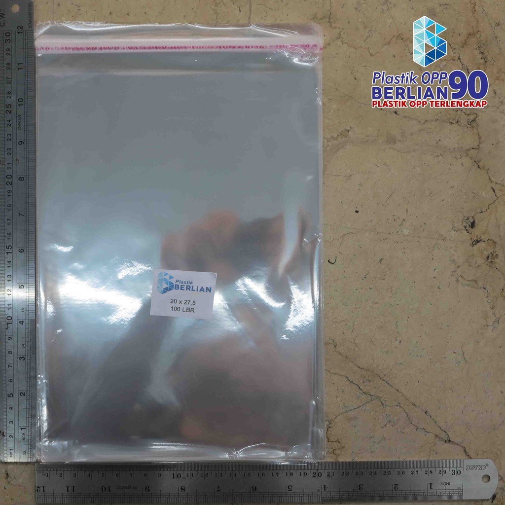 

20X27,5 CM PLASTIK OPP (SEAL/LEM) TEBAL 20 MIC ASLI / PLASTIK KEMASAN BUKU / JILBAB