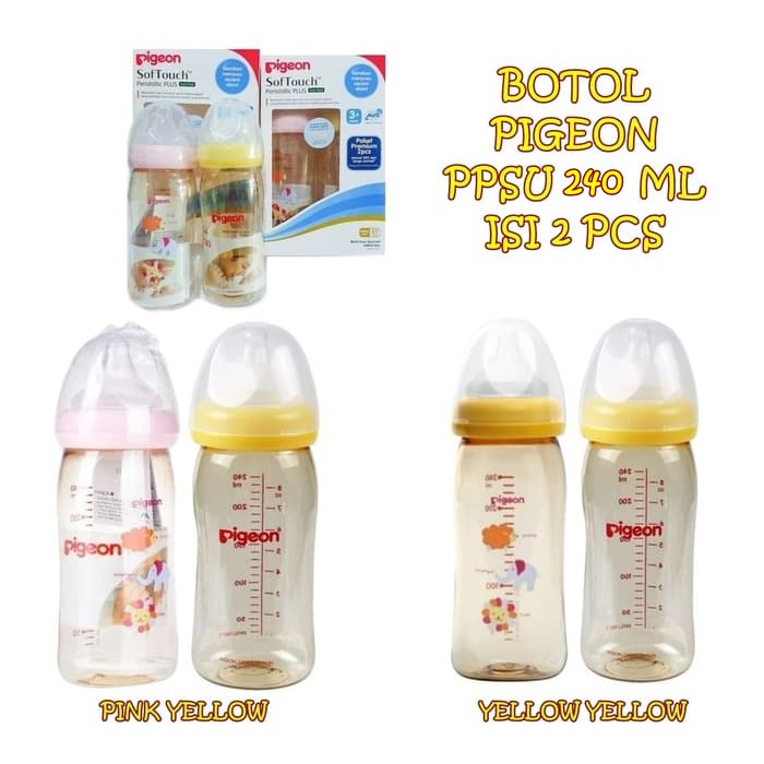 PIGEON BOTOL PPSU 240ML ISI 2 BOTOL PIGEON PERISTALTIC PLUS