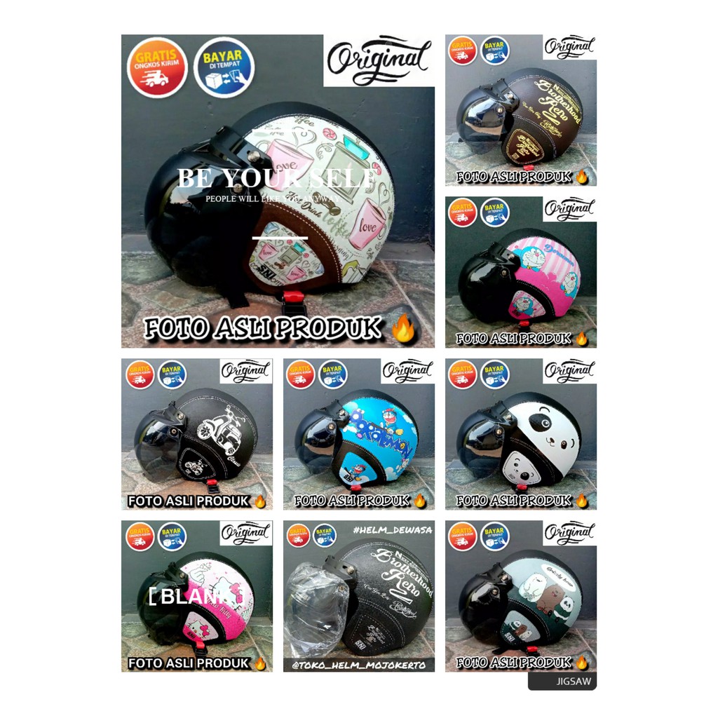 Helm bogo dewasa Helm kulit karakter Helm halfface cewek