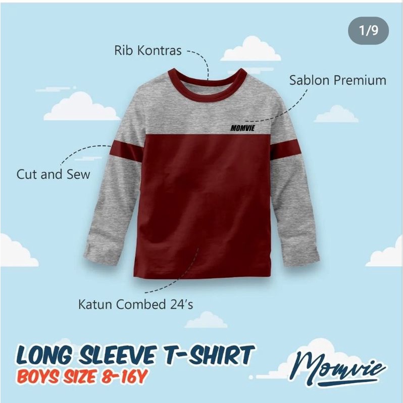 Baju Kaos Anak Junior Teen Remaja Tanggung Laki-laki Lengan Panjang Long Sleeves Long Sleeve Junior Teen Remaja Tanggung