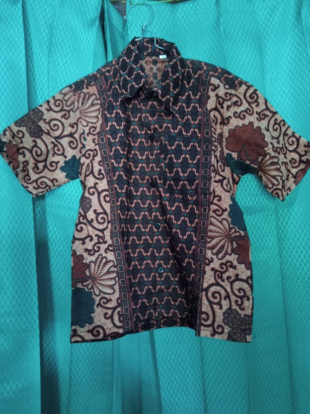 Atasan Hem Kemeja Batik Anak Lengan Pendek Batik Motif Coklat Pedati