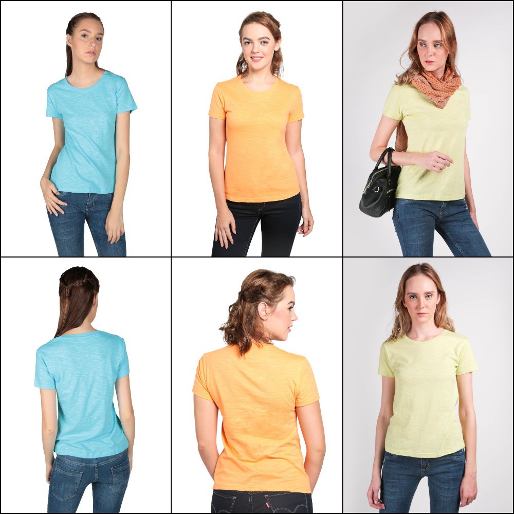 Tshirts Basic Kaos Polos Wanita Lengan Pendek Kerah O Katun Combed - Banyak Pilihan Warna FW (COMB)