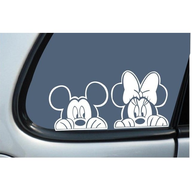 Stiker Mobil Mickey Minnie Tempel di Kaca Belakang Car Decal Sticker
