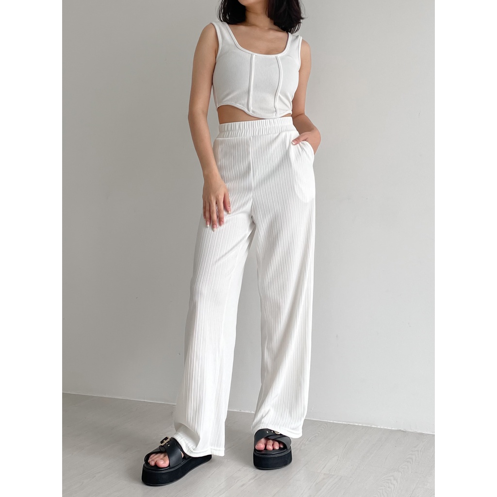 Peach Poppy  YURI Knit Pants Import Premium - Celana Panjang Wanita Premium