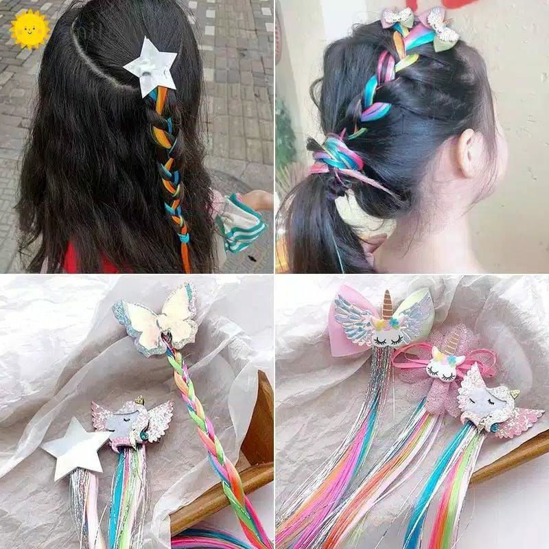 JEPIT RAMBUT KEPANG SEQUINS &amp;  UNICORN, JEPIT RAMBUT PALSU WARNA WARNI ANAK PEREMPUAN