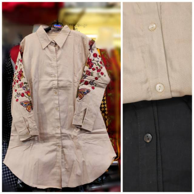 Kemeja tunik remaja wanita bordir bunga import