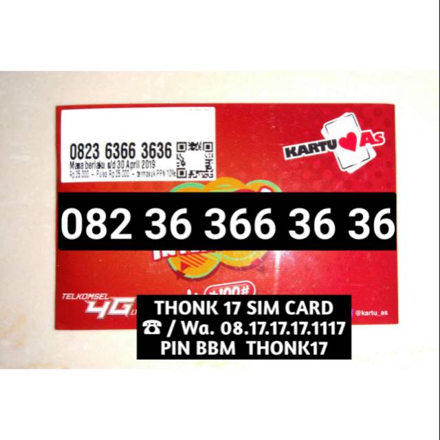 Nomor Cantik Super Kartu As Seri 3636 Manis 082 36 366 36 36
