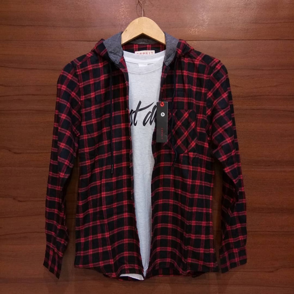 Flannel Hoodie Import Kemeja Flanel Pria Wanita Bahan Wool Tidak Berbulu Lengan Panjang