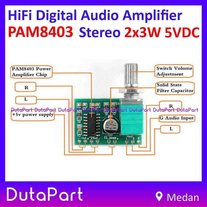 PAM8403 Mini HiFi Digital Audio Amplifier PAM-8403 Stereo 2 x 3W 5V DC