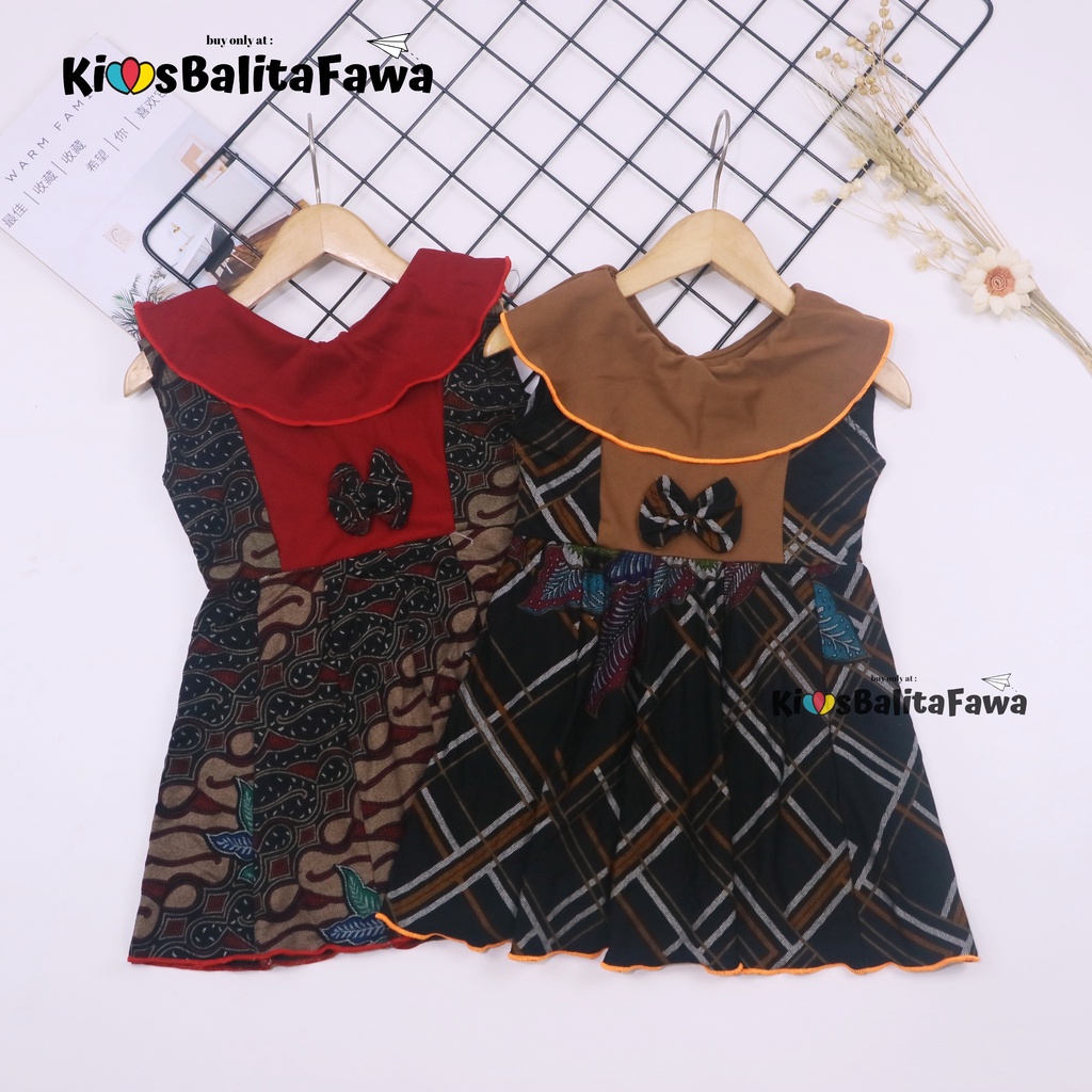 Dress Batik uk Bayi - 4 Tahun / Model Dres Baju Anak Perempuan Pesta Cewek Motif Bunga Modern Murah