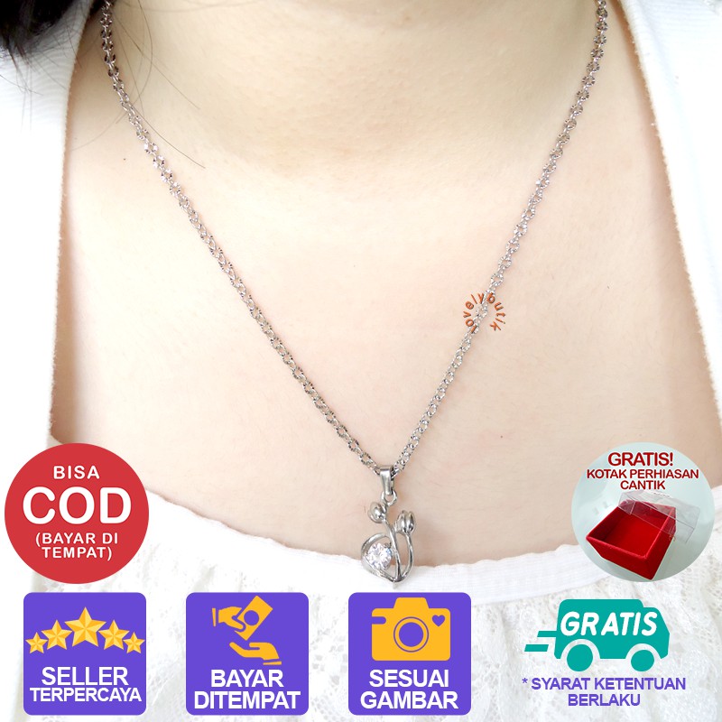 Lovelybutik Arabelle Kalung Titanium Anti Karat Kalung Wanita Titanium Bonus Kotak Perhiasan