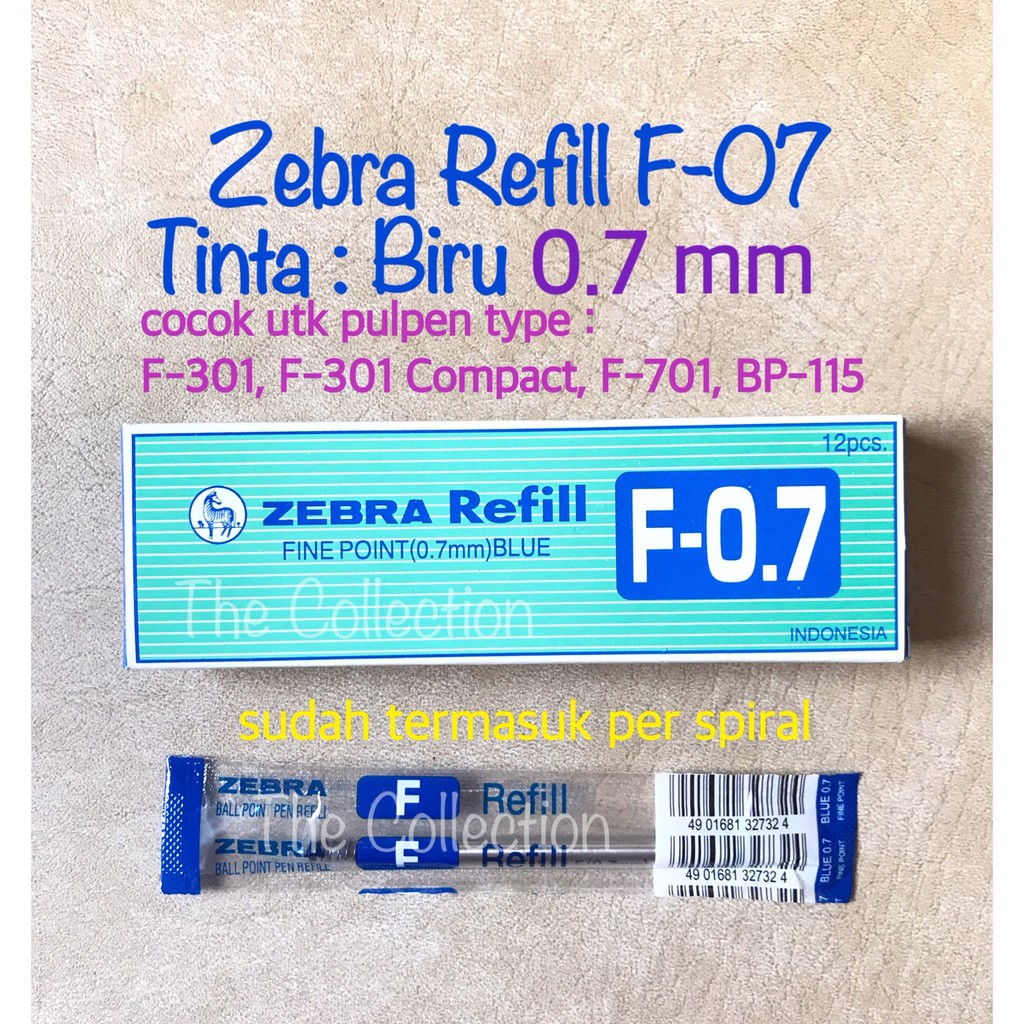 

type F Refill BIRU 0.7 isi ulang 327324 untuk pen F301 F701 BP115 zebra ATK0684ZB