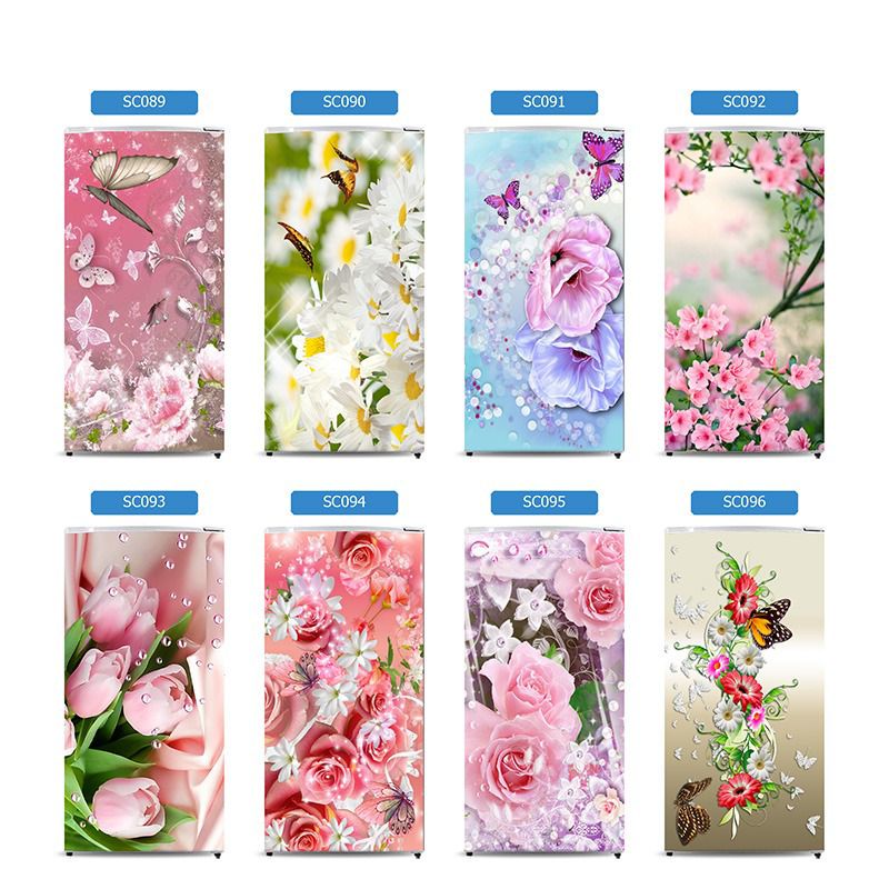 Stiker Kulkas 1Pintu / Stiker kulkas 2Pintu / Custem / Motif Bunga