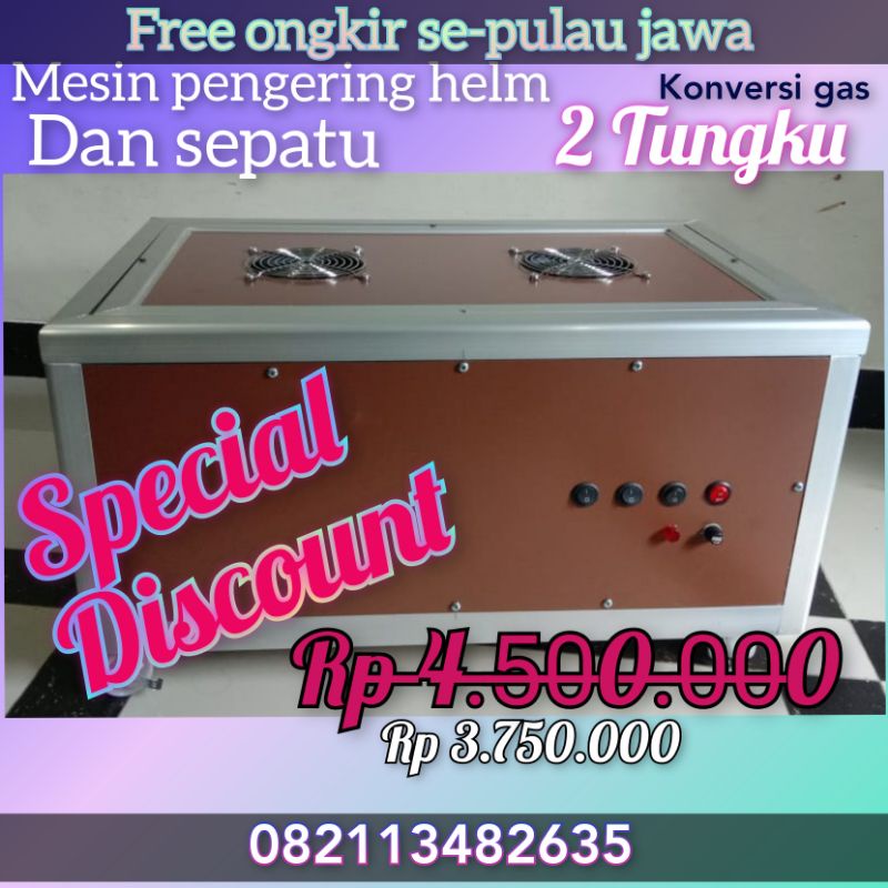 mesin pengering helm dan sepatu konversi gas 2 tungku