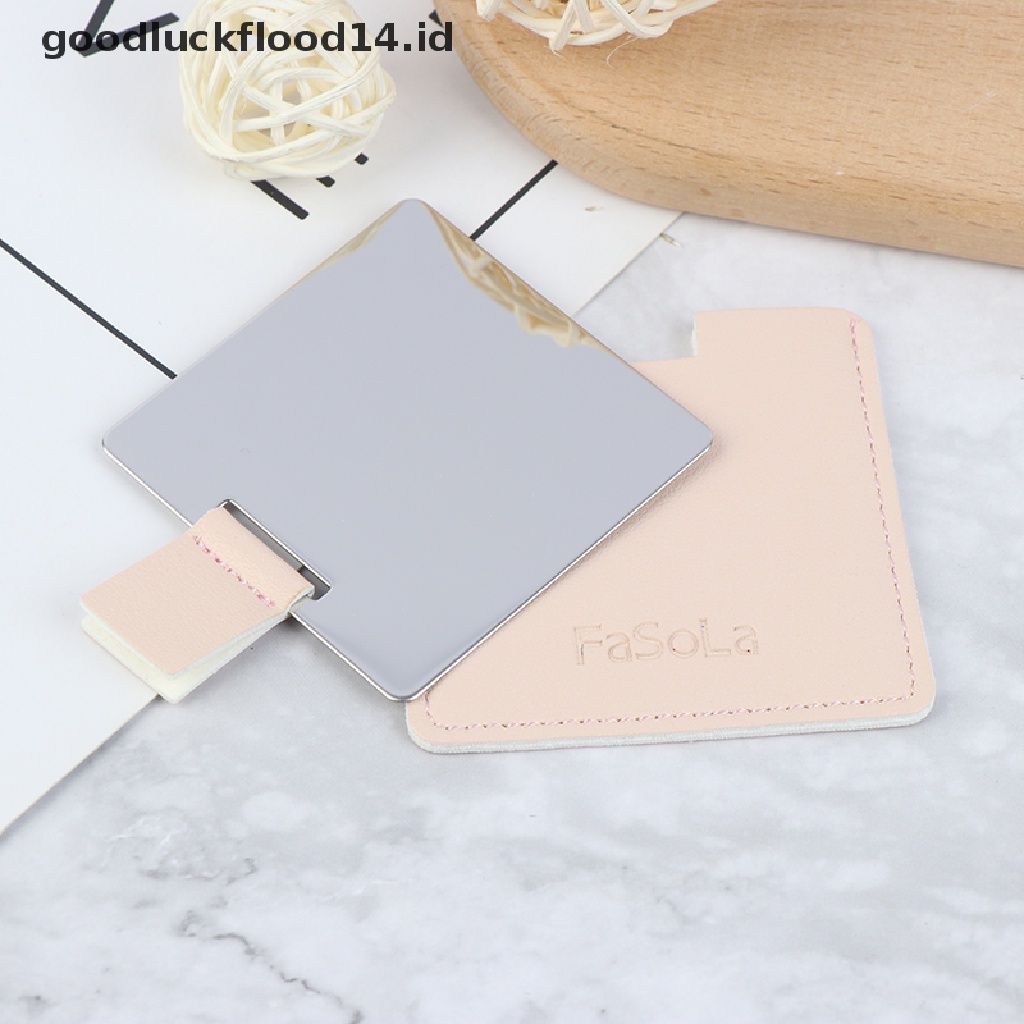 [OOID] PU Leather Cover Mini Shatter Proof Card Pocket Unbreakable Cosmetic Mirror ID